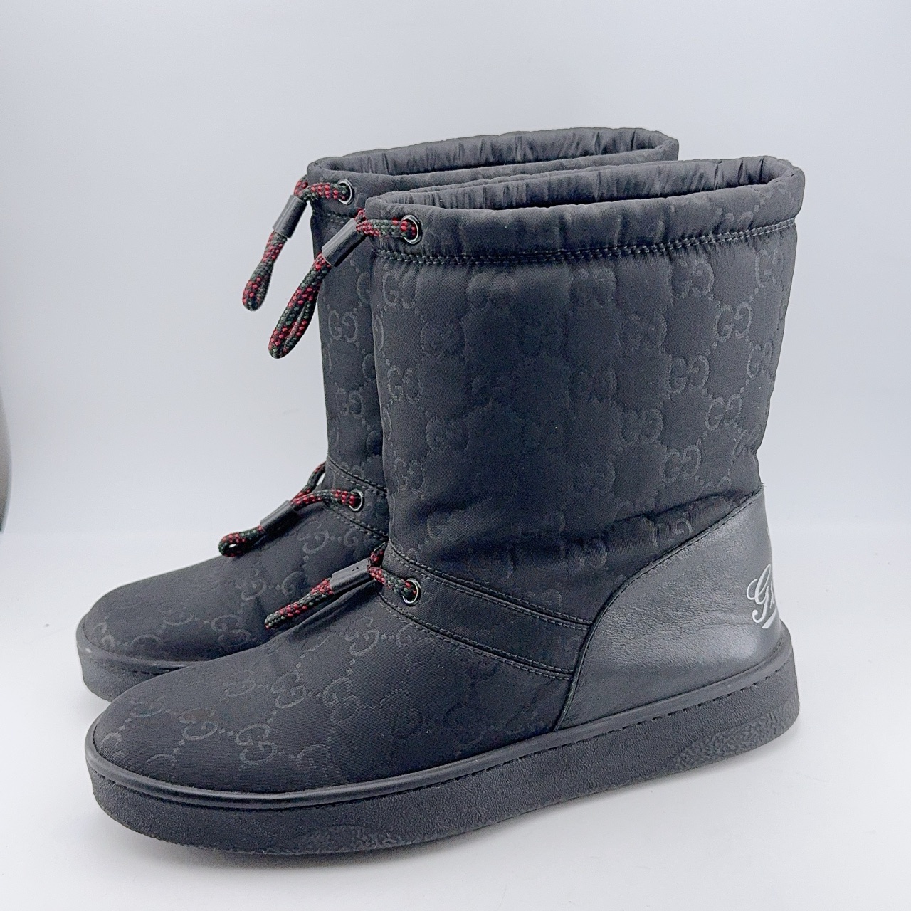 95新 GUCCI/古驰 36.5码/98新/ 黑色满印棉靴