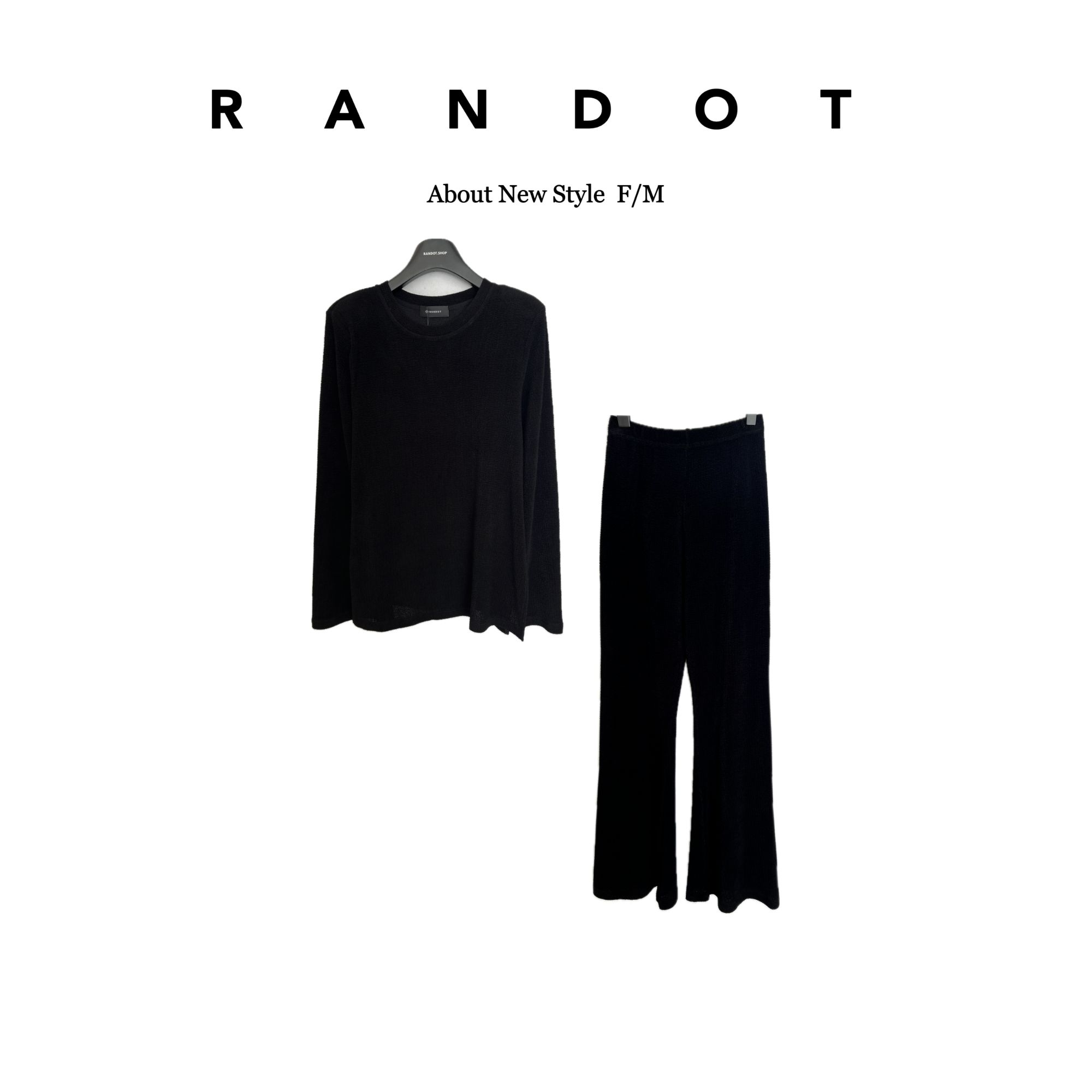 【K-11】原创设计“醋酸”垫肩长袖上衣+松紧腰休闲阔腿裤套装O5100