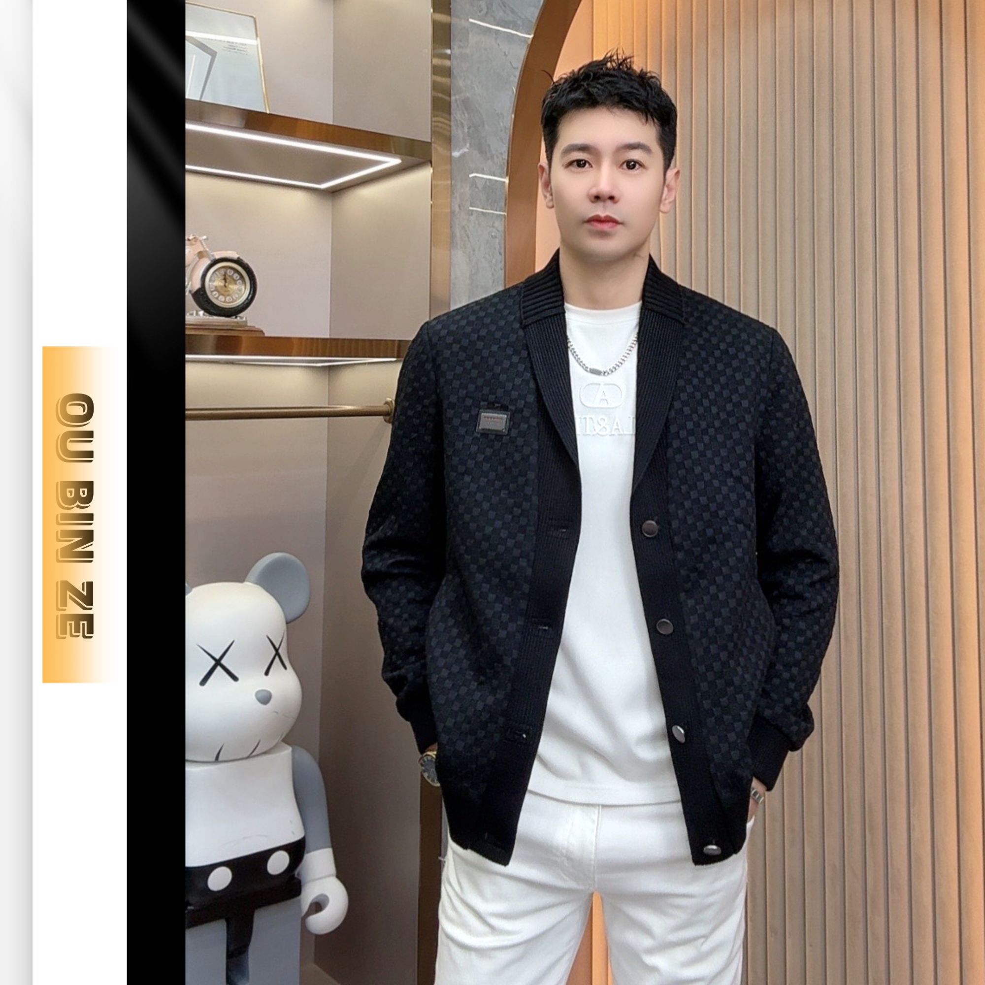 欧彬泽/【总裁】秋季韩版男装外套潮流夹克男翻领男装上衣8756Y