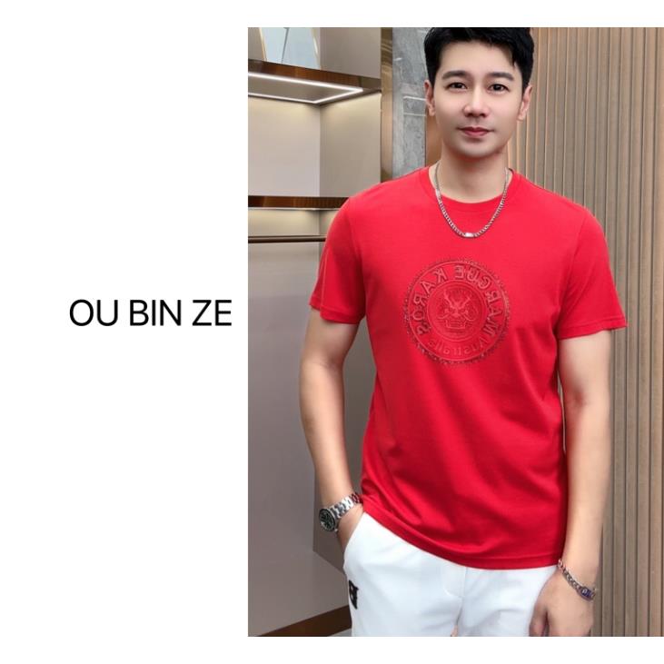 清 欧彬泽【龙图】丝光轻奢硅胶2025夏季新款男装圆领短袖t恤2151