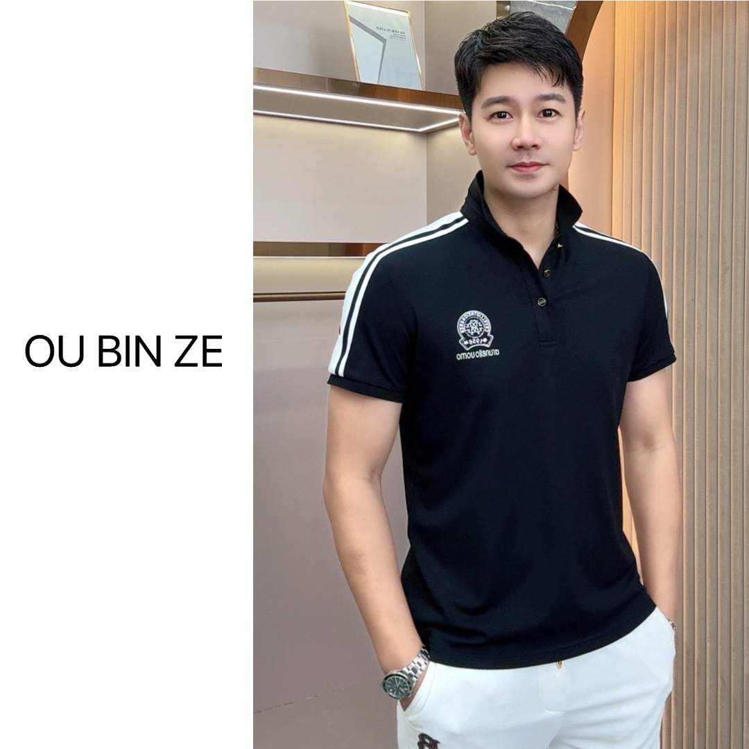 清 欧彬泽/丝光珠地【821】轻奢Polo衫男士翻领短袖夏季商务2330