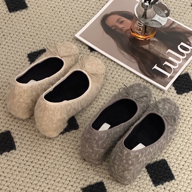 晚睡兰·内增高7cm法式粗跟玛丽珍鞋秋冬新款时尚毛毛鞋时尚加绒鞋