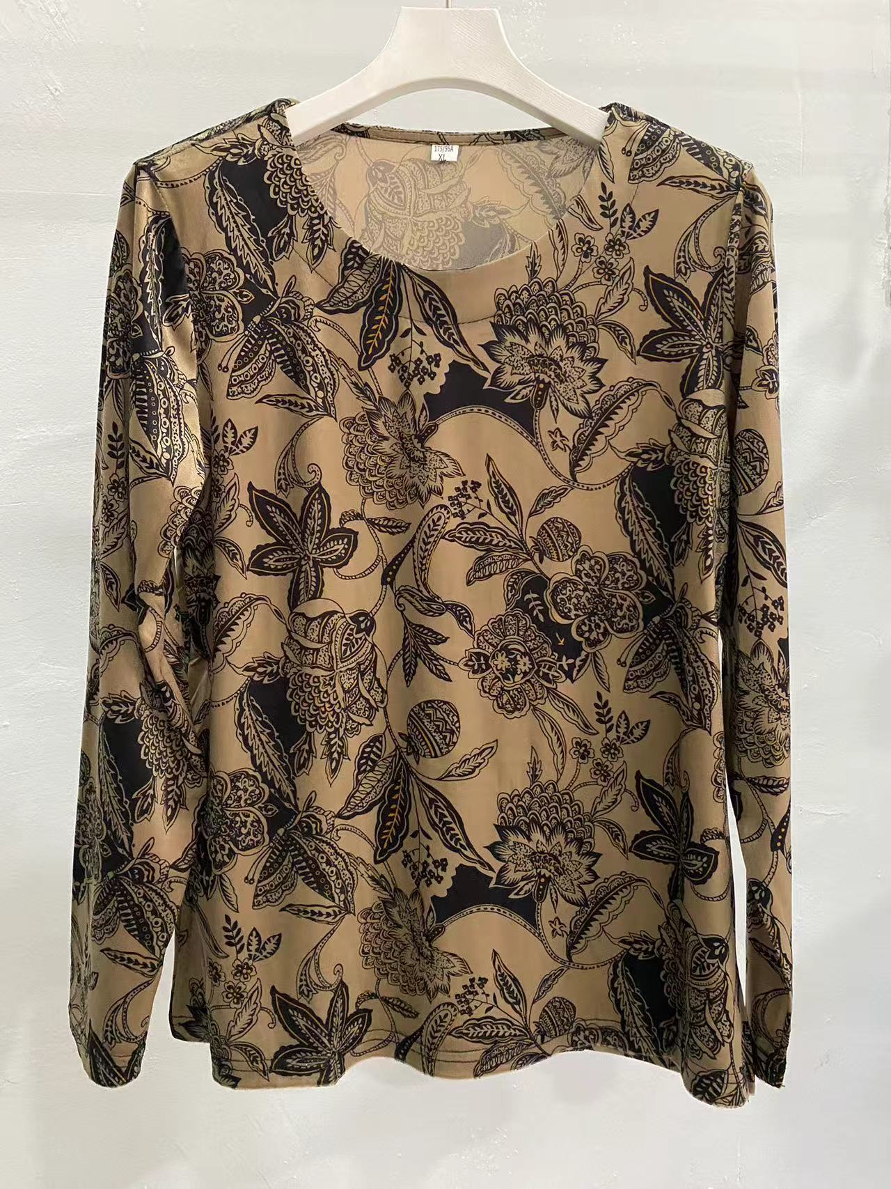 B643-1#圆领印花长袖打底衫（XL~6XL，90~160斤）