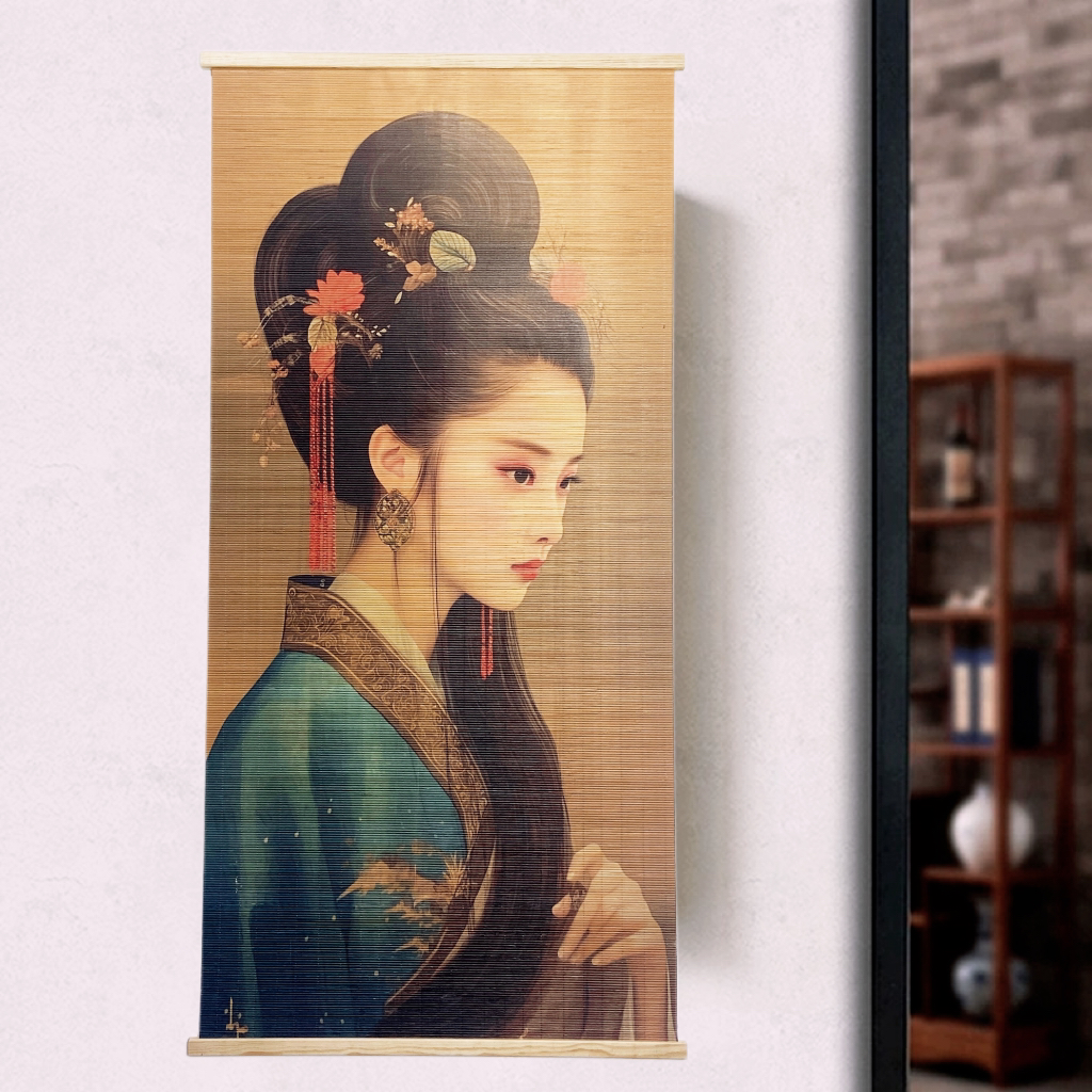 【虞姬】古代美女图定制客厅茶室脸谱装饰画优选竹编工艺免打孔挂画