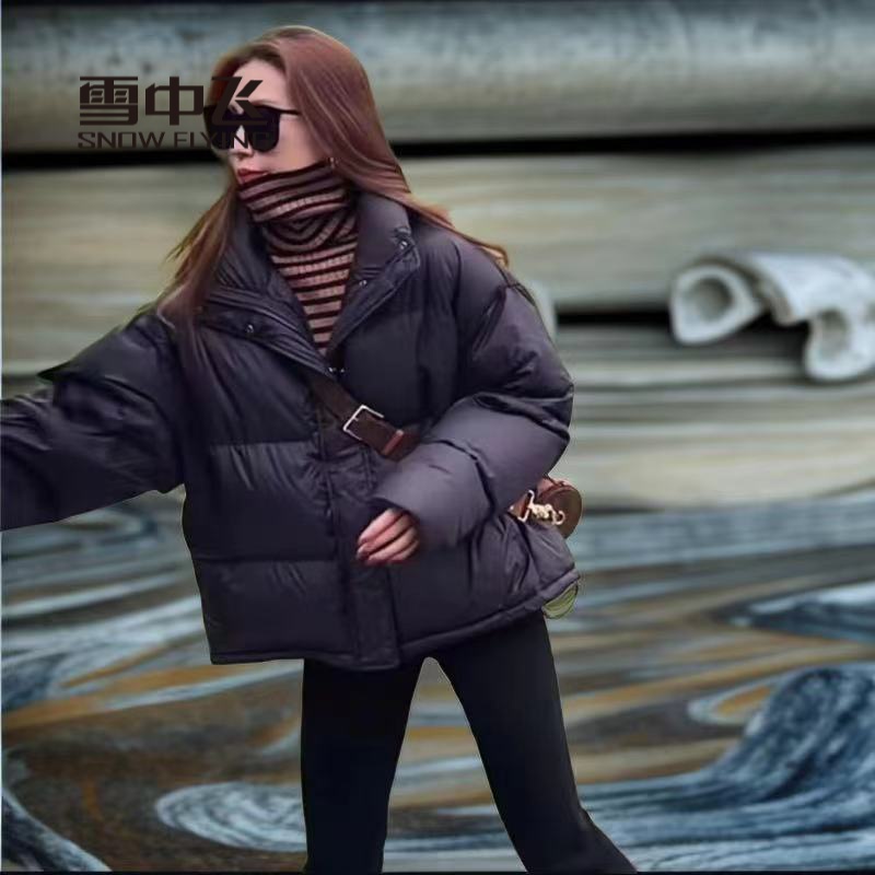 雪中飞羽绒服羽绒服短款女韩版面包宽松加时尚黑色显瘦269工装TOR