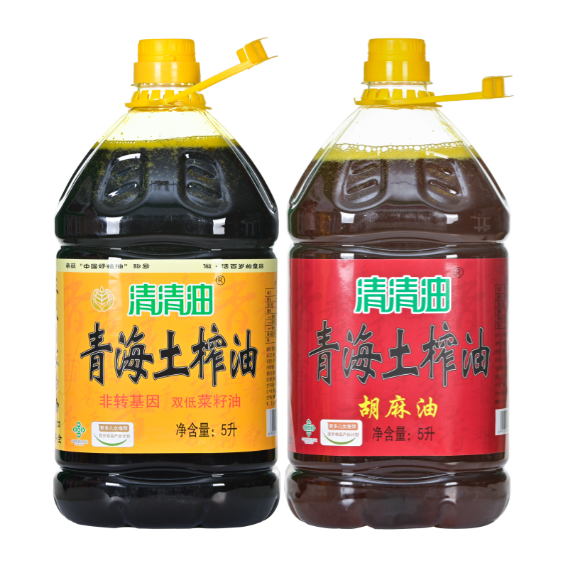 清清油菜籽油胡麻油5升组合2桶