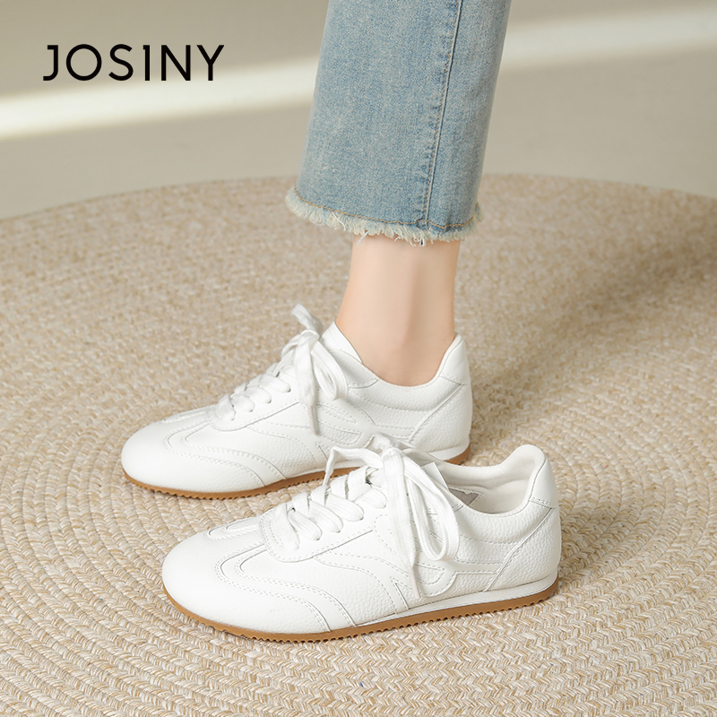 卓诗尼复古小白鞋女2025夏季新款百搭软底德训鞋平底休闲板鞋