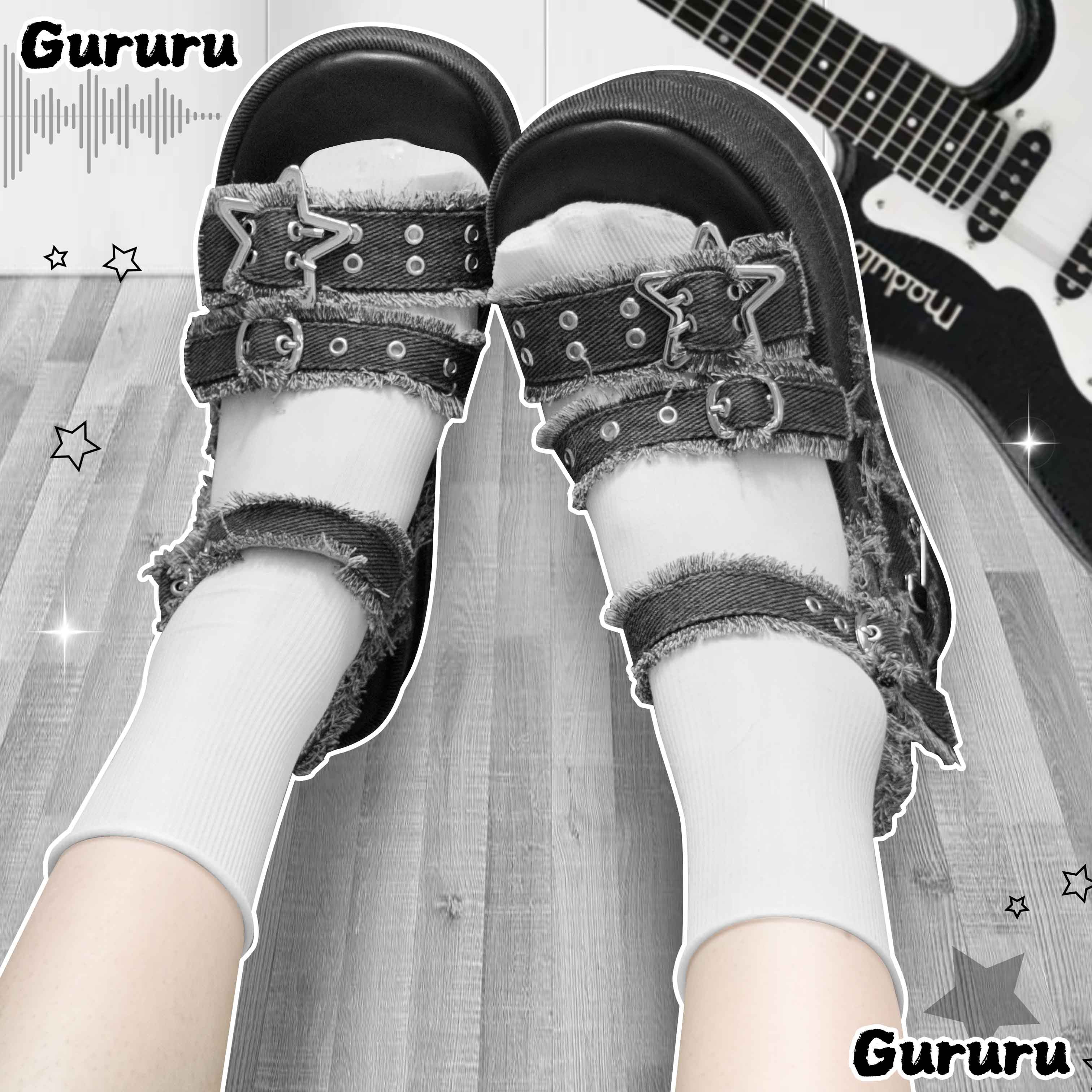GURURU【夏季清仓】左轮甜星凉鞋 原创y2k亚文化厚底百搭夏季凉鞋
