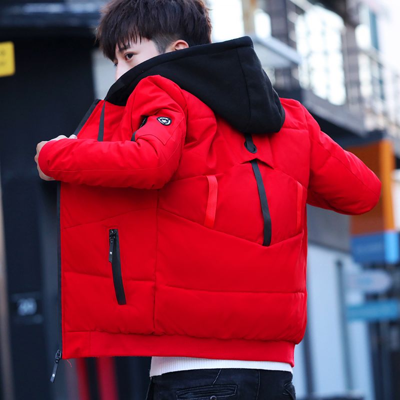 雪中飞男士2021新款羽绒服男冬季加厚连帽短款韩版修身青少年学生