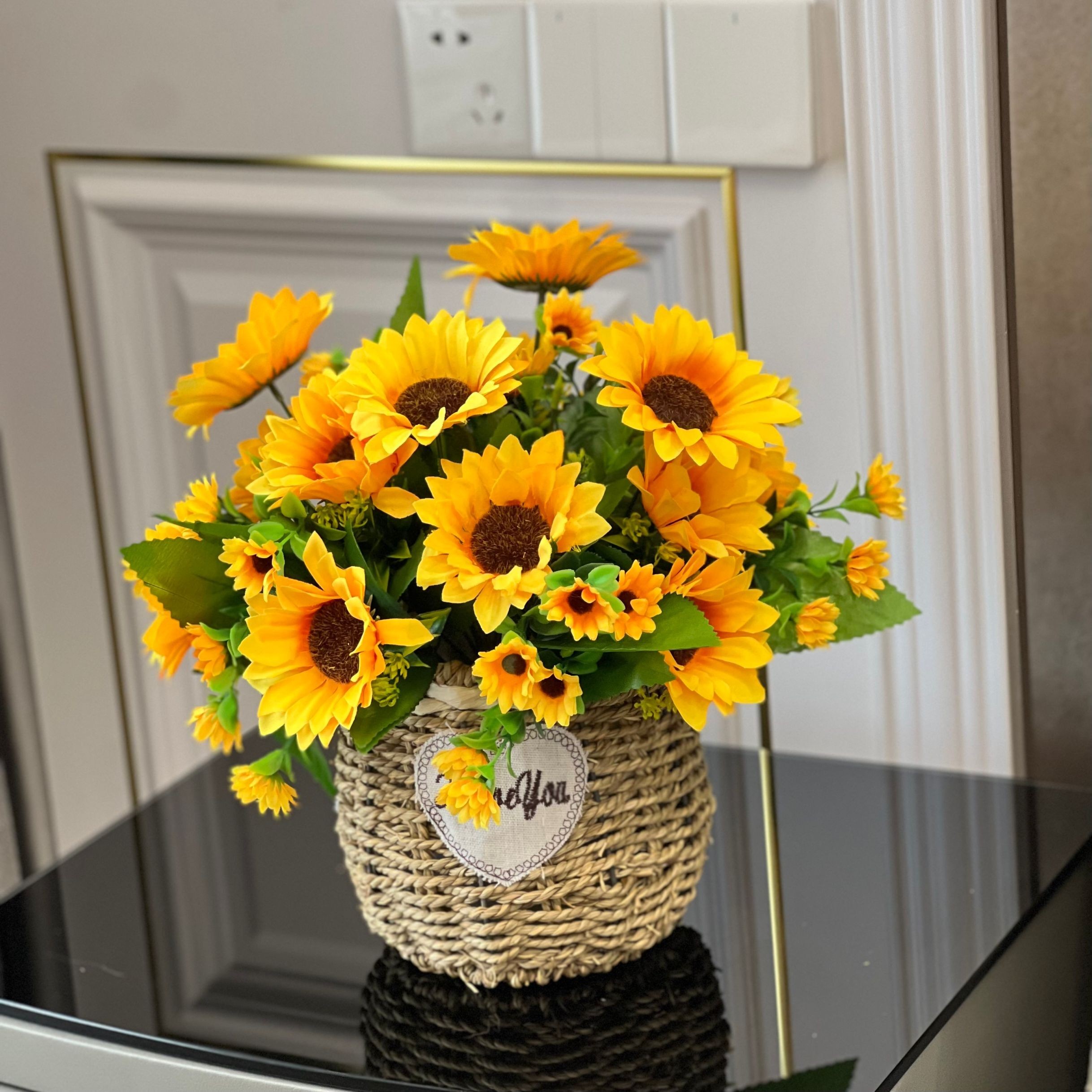 【盛海花卉】仿真花高档荷兰向日葵装饰餐桌拍照  时尚简约摆放