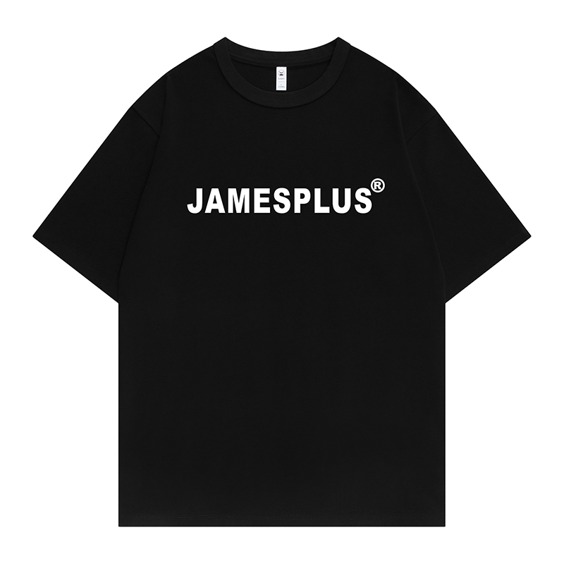 赞仕JAMESPLUS重磅潮流字母印花宽松百搭夏季短袖t恤男女同款