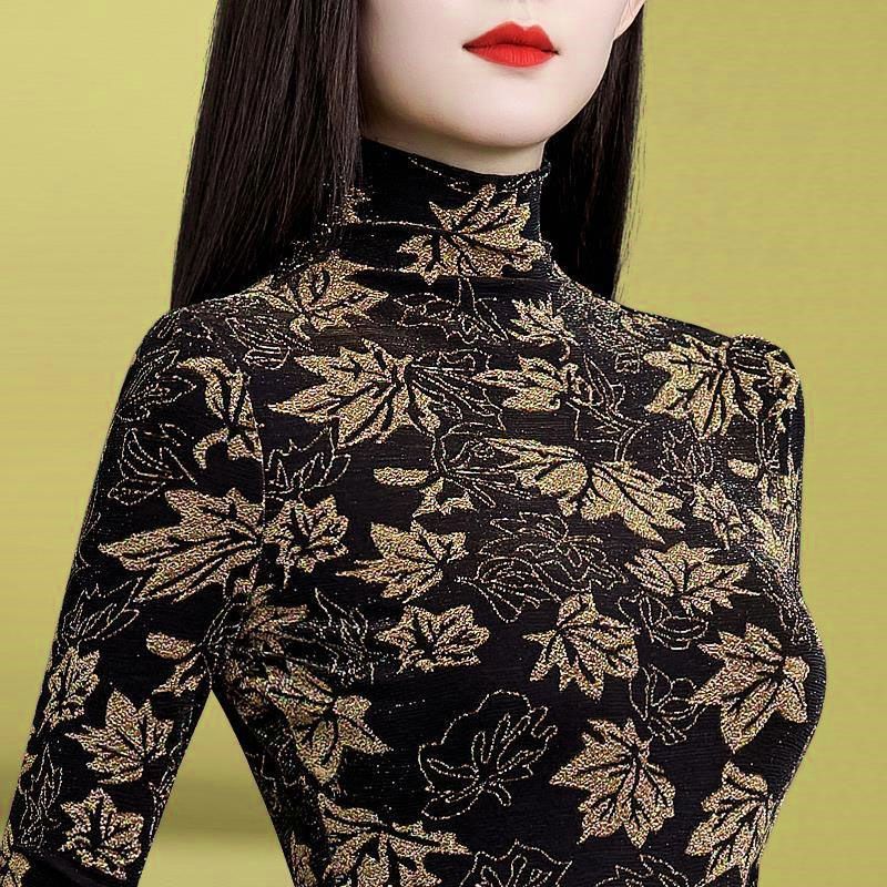 加绒加厚高领打底衫女长袖秋冬内搭2023新款韩版遮肚显瘦保暖小衫