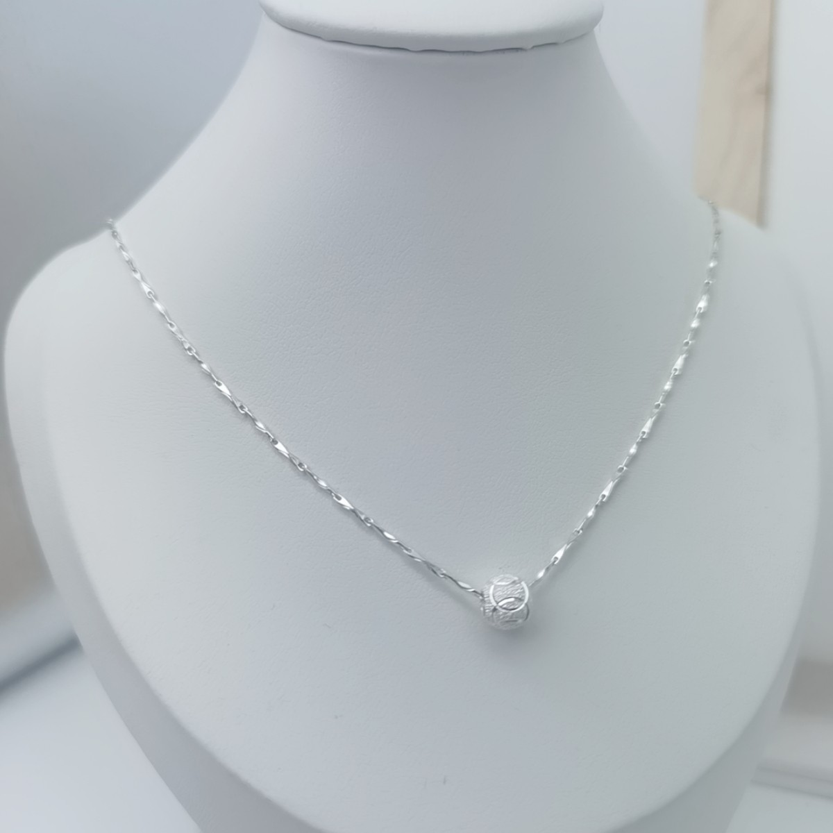 坠链均足银 足银999元宝链M扣纯银项链45厘米送一颗7mm路路通珠