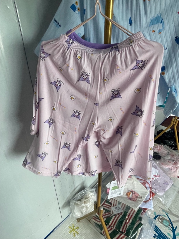 居家套装女士睡衣花色透气平角家居服儿童节薄款紫色宽松