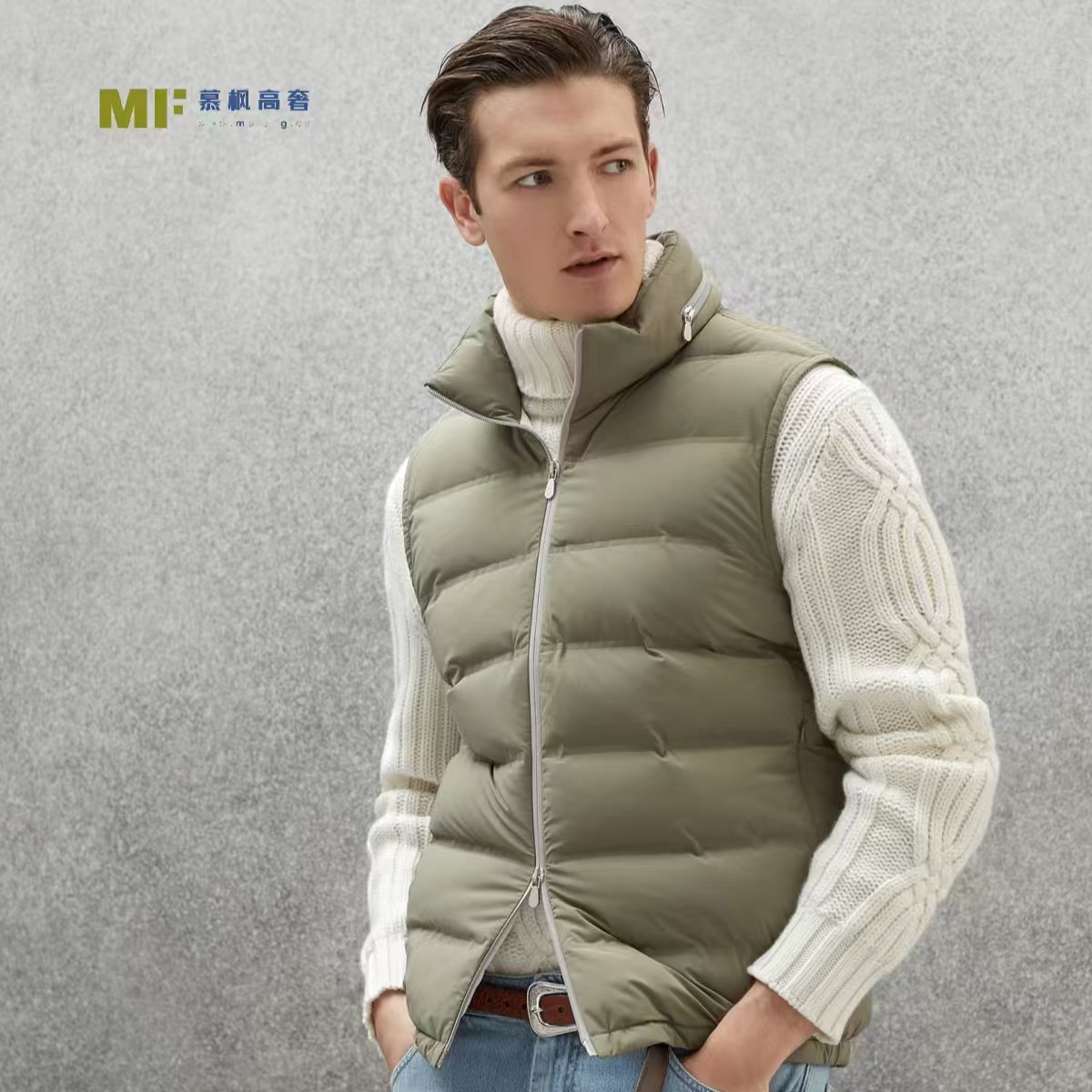 BC*白鹅绒可收纳帽子立领石墨烯内里男士冬季超舒适羽绒马甲2057