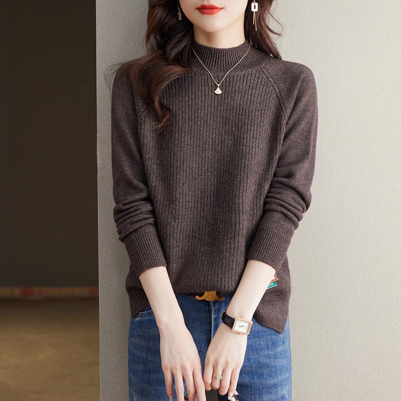 冬季内搭打底衫女2023新款秋冬洋气宽松显瘦针织上衣遮肚显瘦t恤