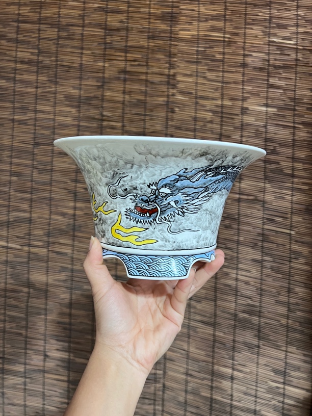 龙盆 手绘盆 花盆 陶瓷盆 花卉绿植盆景