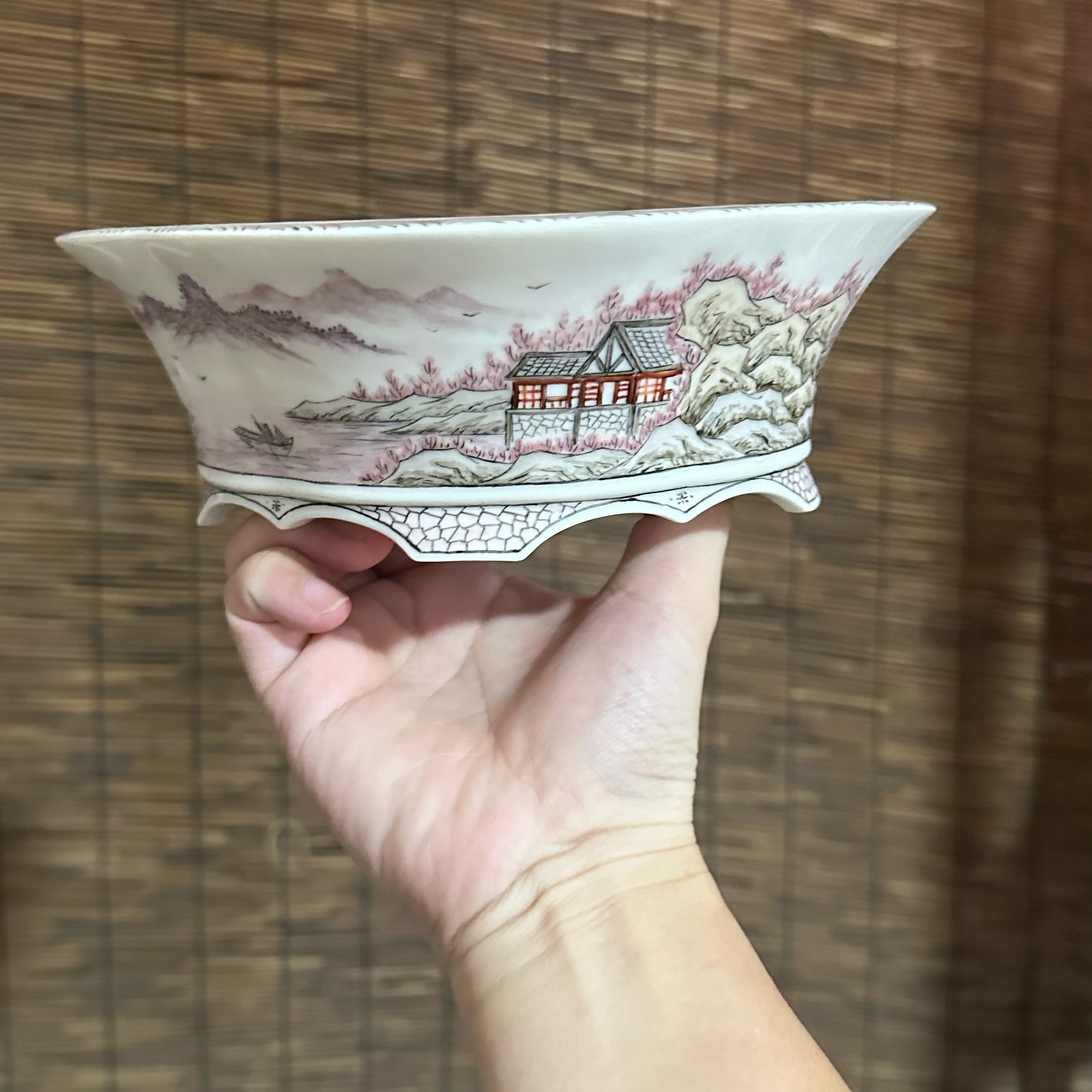 海棠盆花盆手绘盆陶瓷盆手工盆盆景绿植花卉