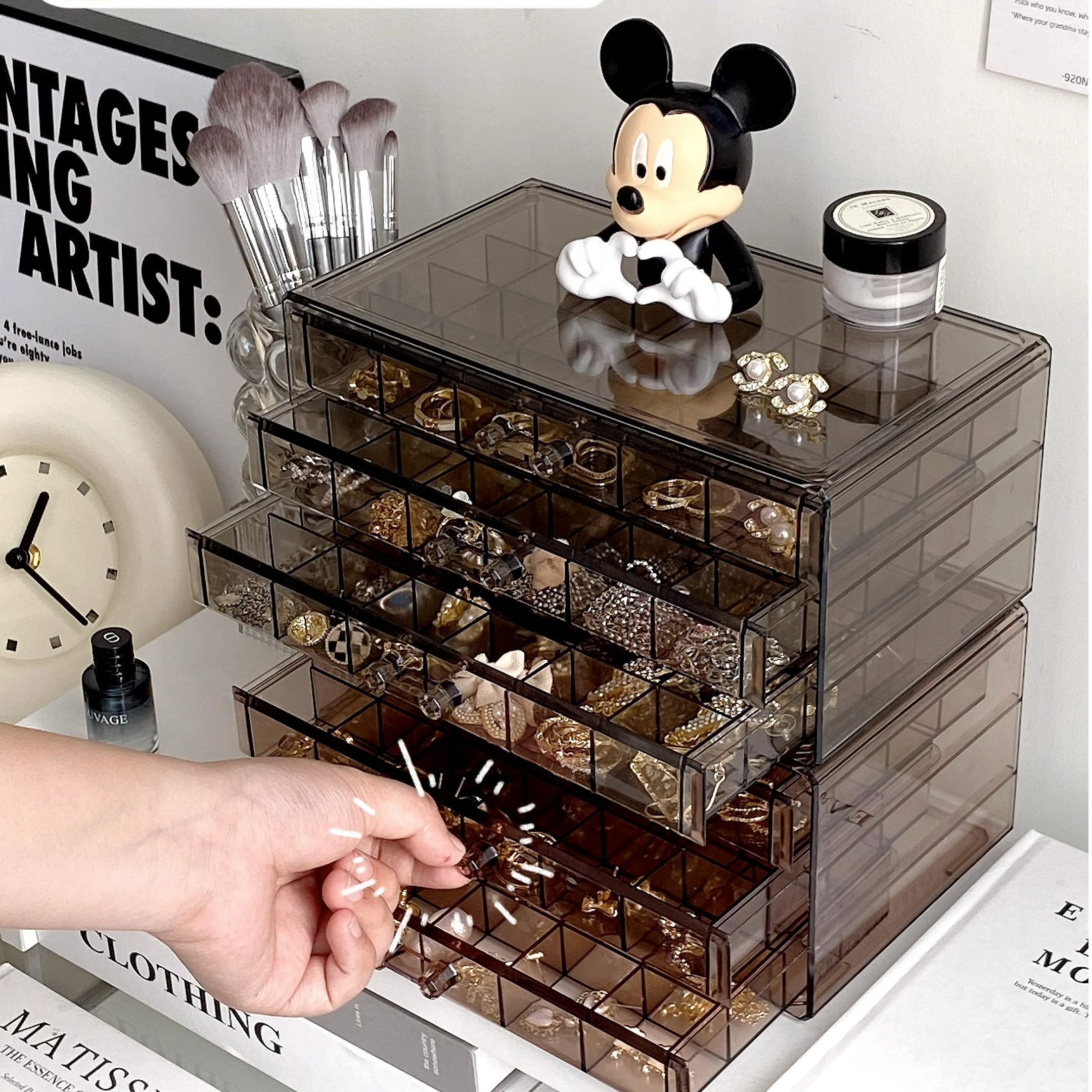 首饰收纳盒饰品耳环项链耳钉耳饰防氧化2023新款抽屉式亚克力盒子