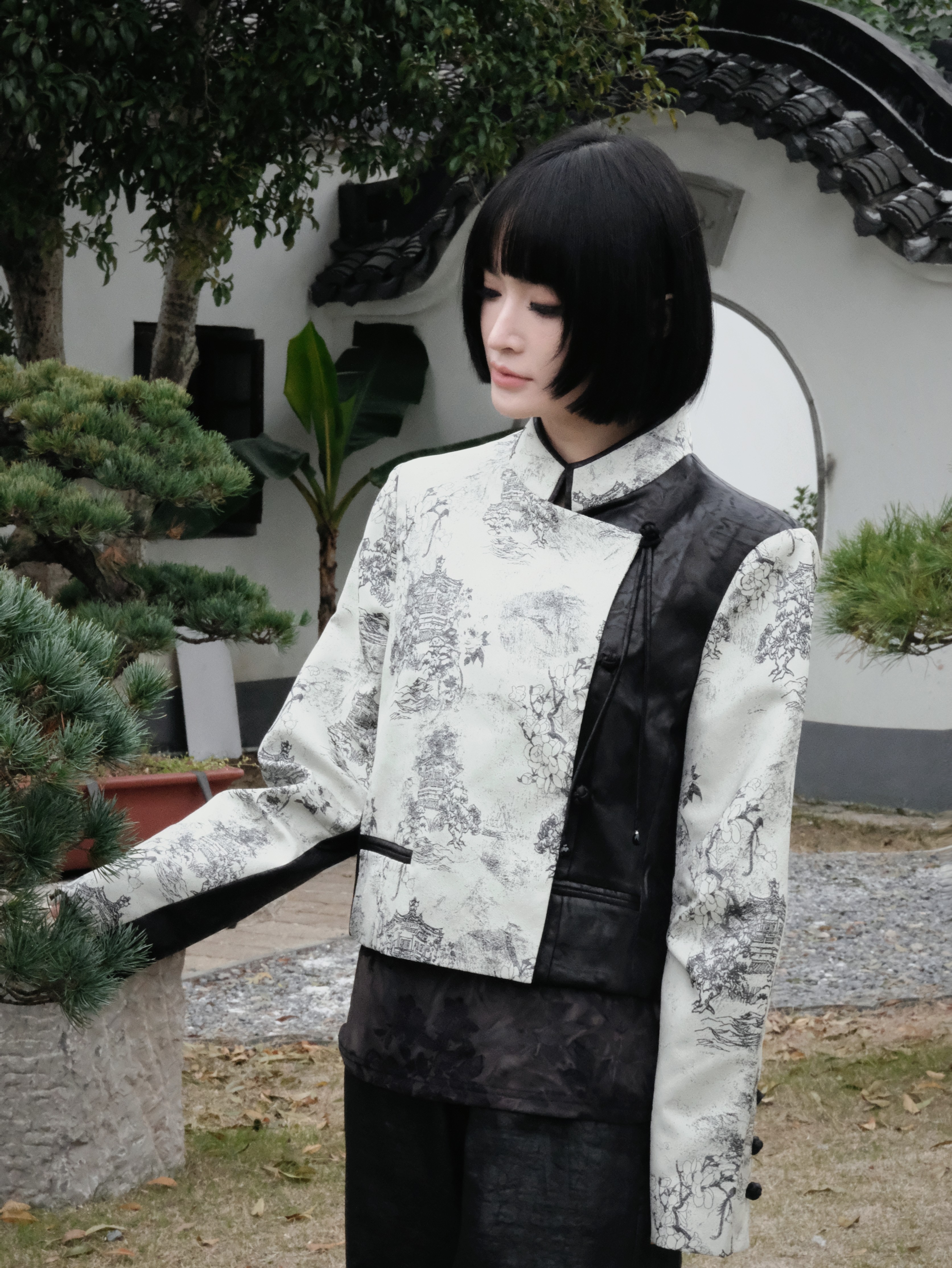 四時合序 中式外套休闲复古提花轻国风唐装盘扣短上衣