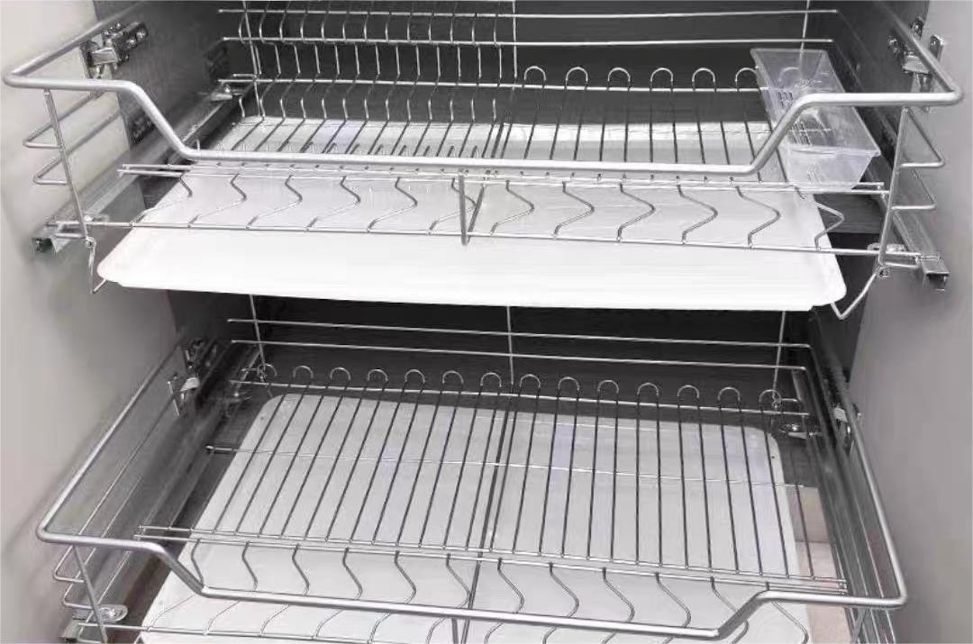 【工厂直销】拉篮碗篮 不锈钢材质大容量沥水篮双层抽屉式家用储物