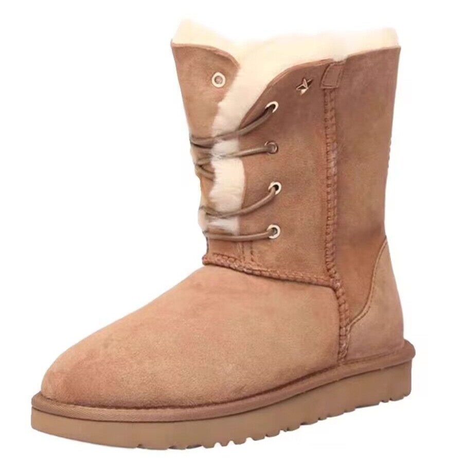 雪地靴女款2023新款冬季加绒加厚韩版两穿系带高帮保暖棉鞋短靴潮