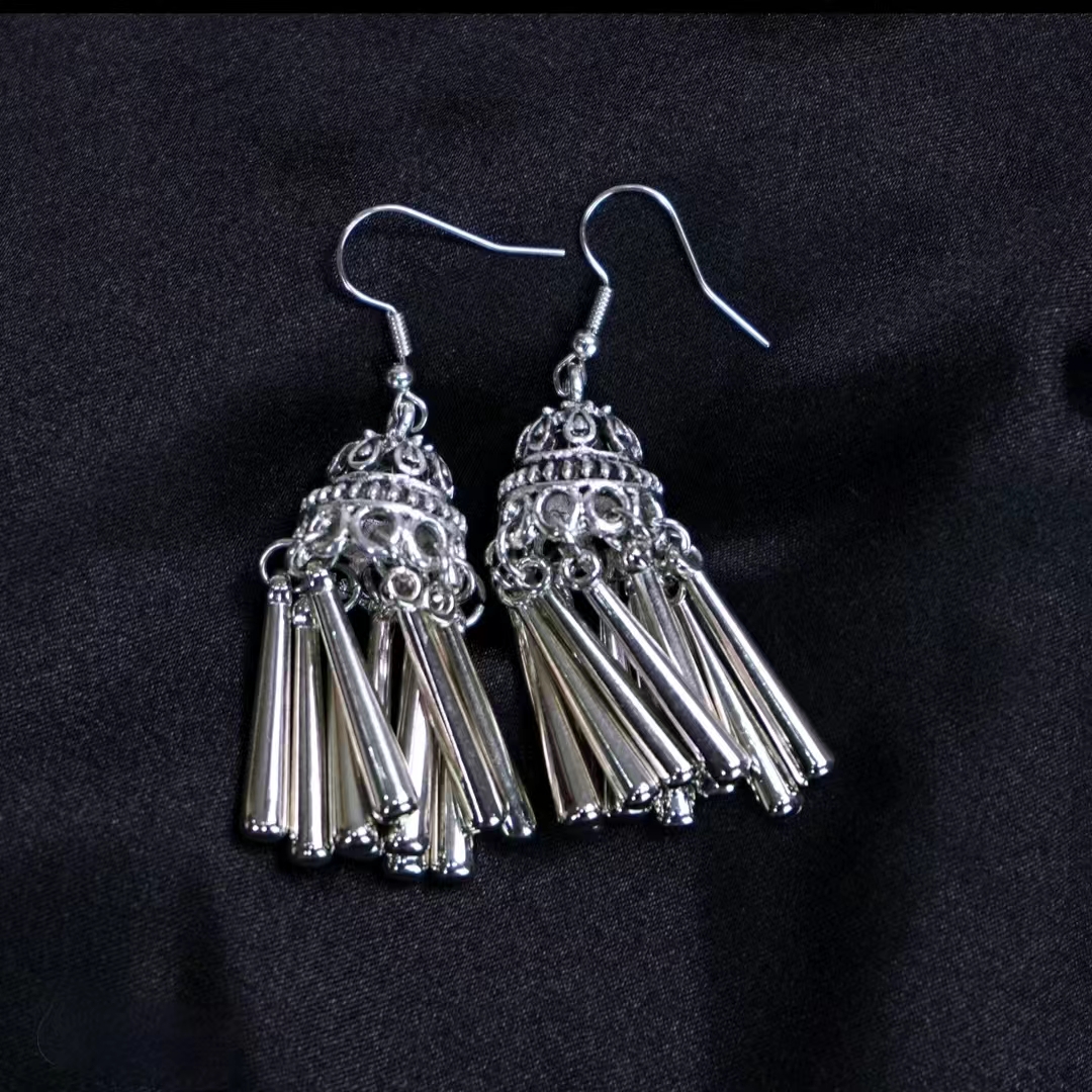 合金耳饰 复古风镀银耳环民族风气质灯笼耳坠新中式百搭个性耳环