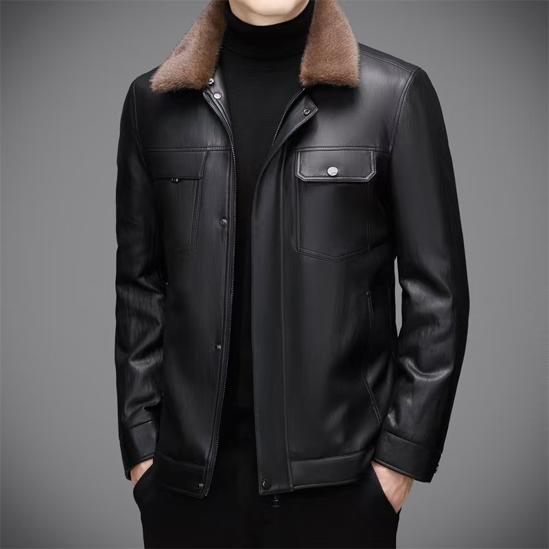 2421新款男士秋冬季脱卸皮羽绒外套