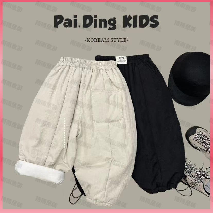 休闲运动男抽绳夹棉裤冬季棉裤裤子新品儿童2025男士加绒加厚棉裤