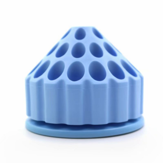 蓝色收纳盒多孔磨头盒子底座可消毒盒塑料圆形多孔磨头架盒子