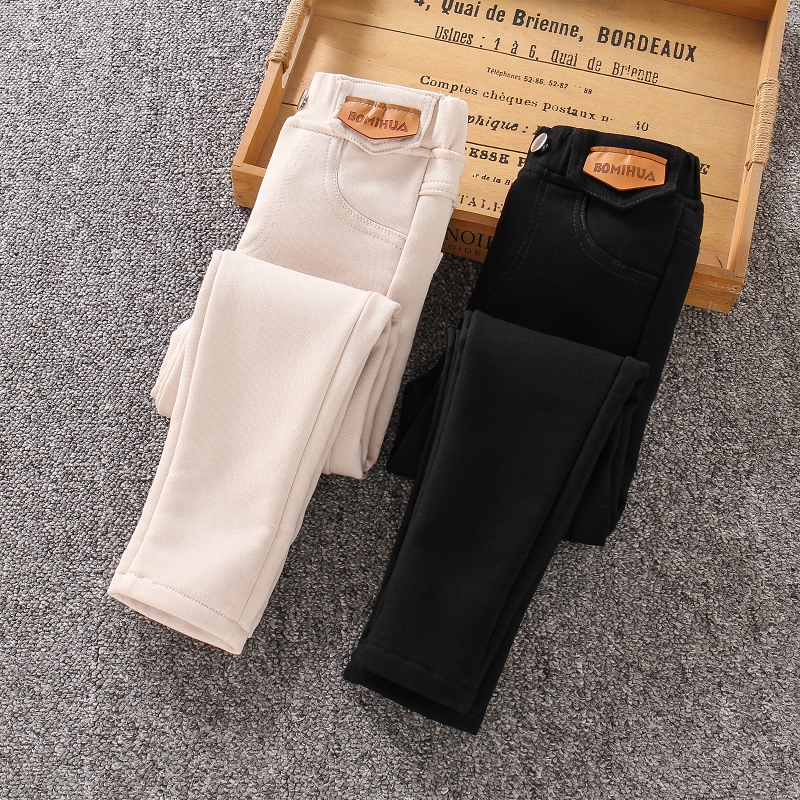 女童加绒裤子秋冬爆款6-12岁女孩弹力修身打底裤儿童铅笔小脚裤潮