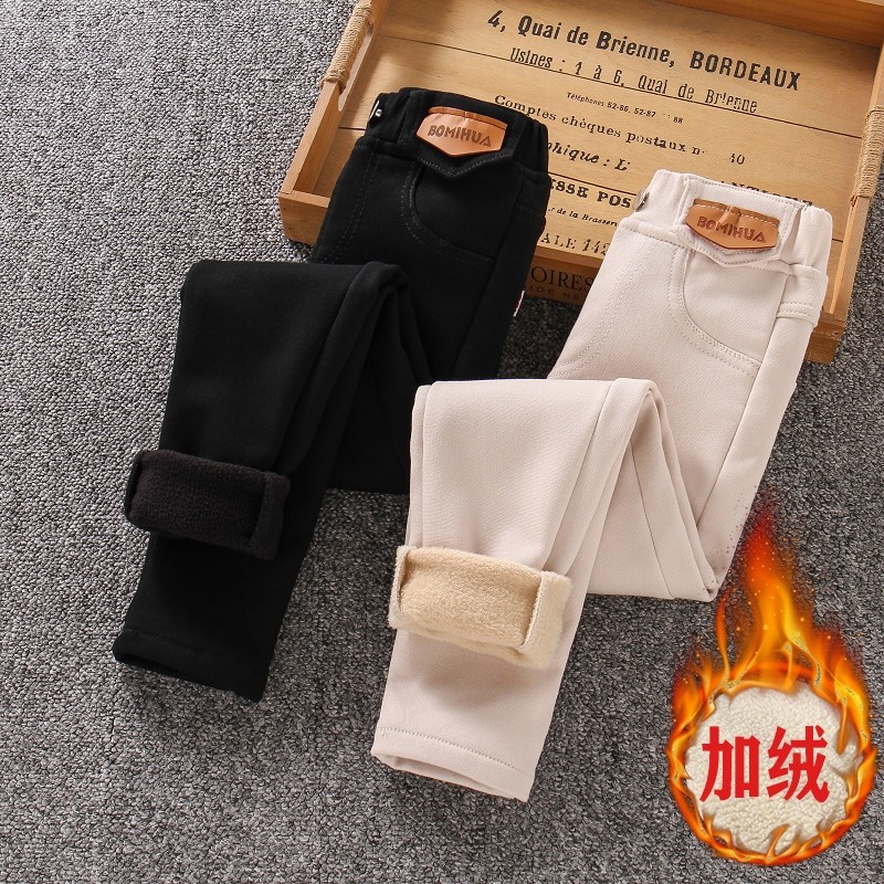 女童加绒裤子秋冬款外穿6-12岁女孩弹力修身打底裤显瘦儿童铅笔裤
