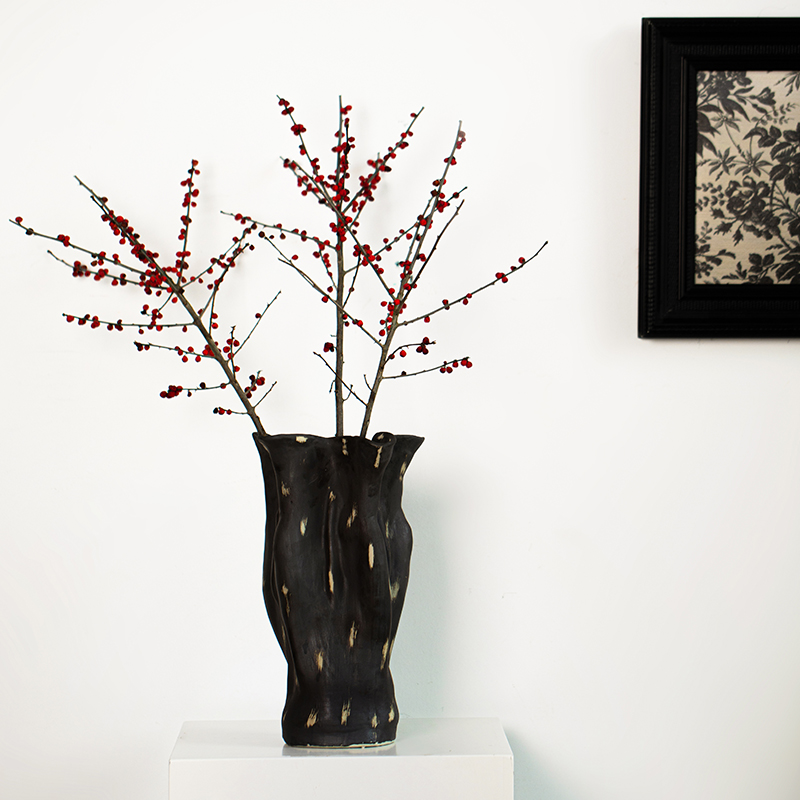 诧寂风中古手绘水培陶瓷花瓶高级轻奢设计小众客厅摆件样板房装饰