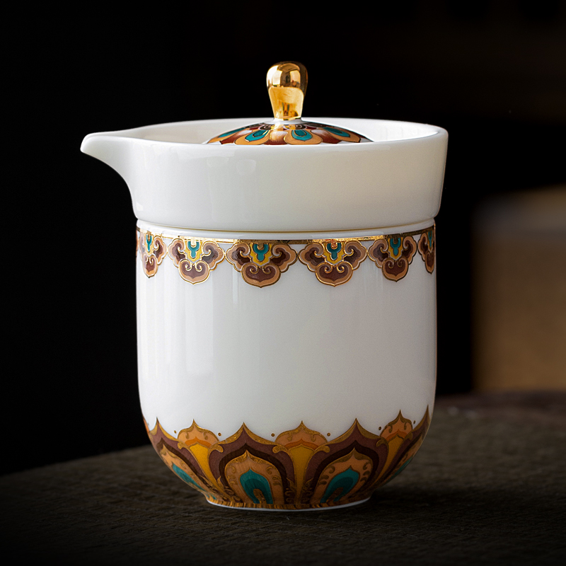 徐建勇原创 敦煌印象旅行茶具套组 快客杯 白瓷杯 