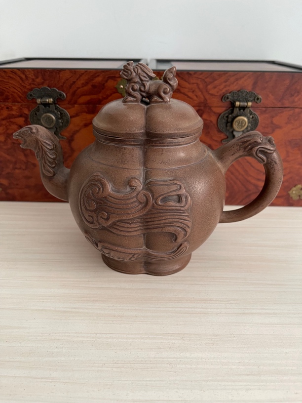 老紫砂壶龙凤呈祥450CC