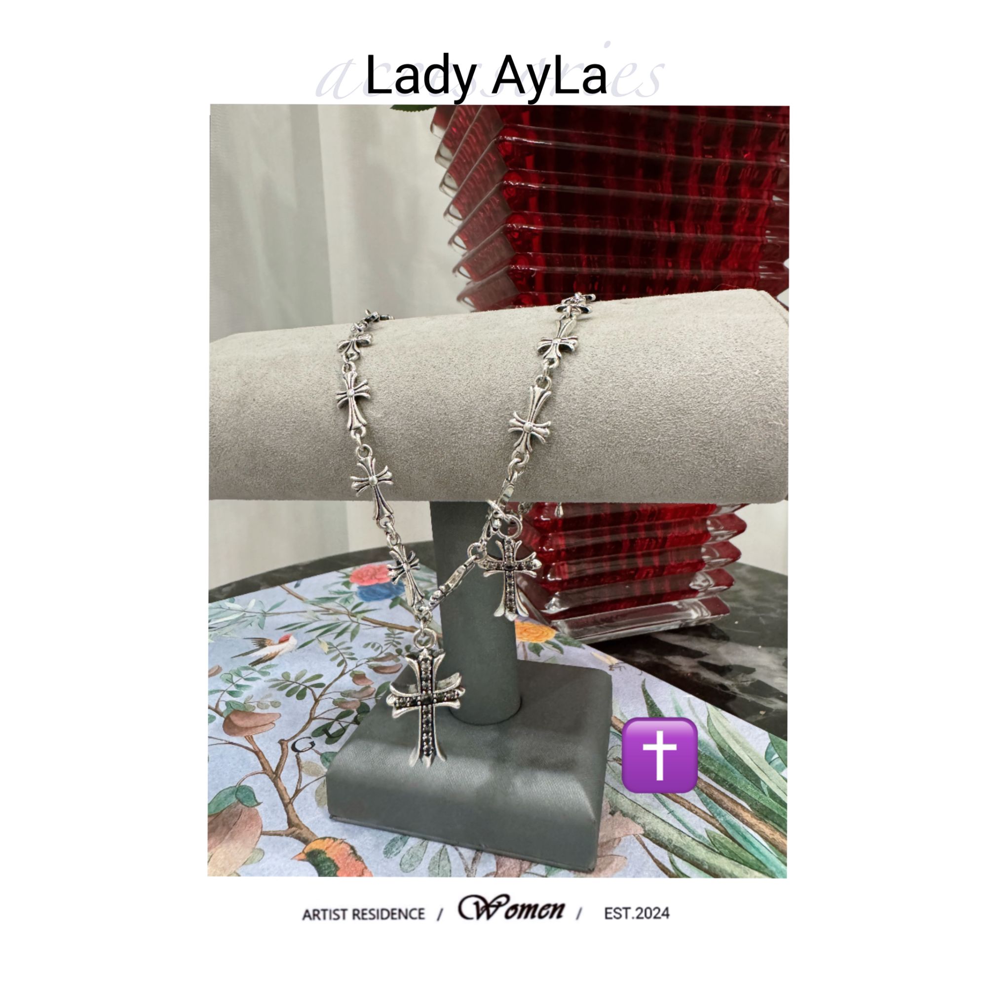 铜合金合成锆石项链 十字架轻奢时尚百搭项链AL870