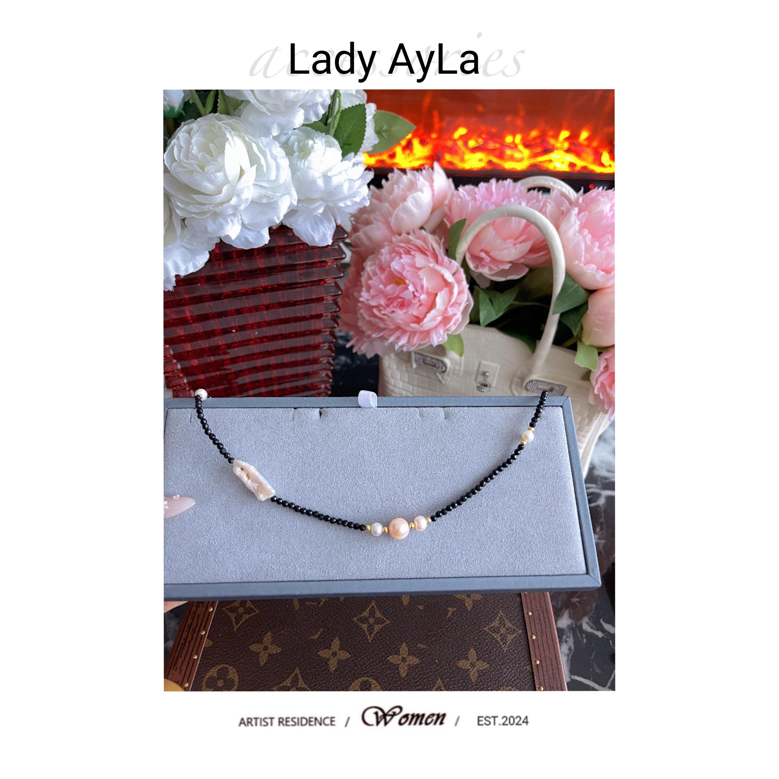 铜合金仿珍珠项链 黑色珠珠轻奢气质项链AL455