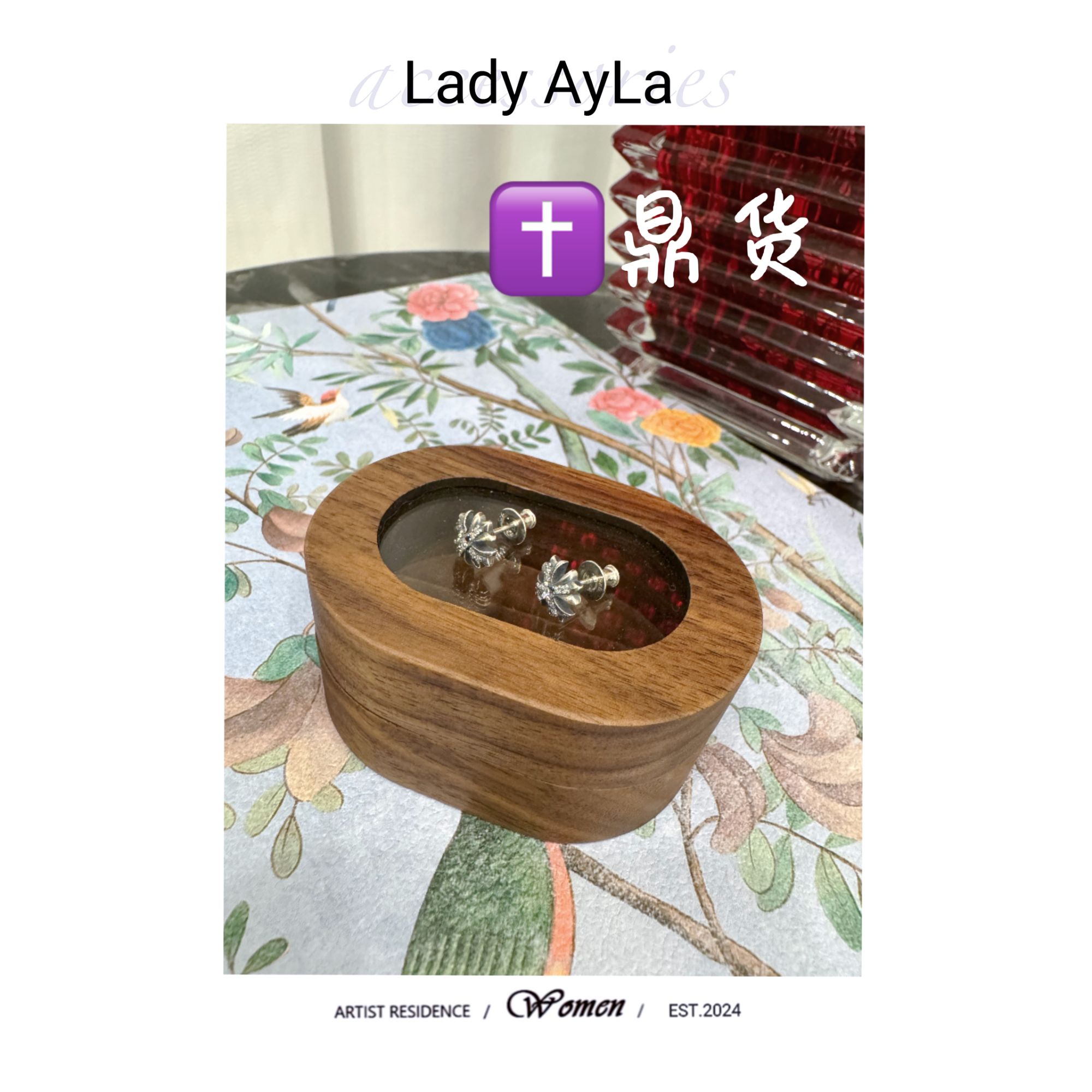 925银合成锆石耳饰 手工复古轻奢百搭小众克克十字架耳钉ALK065