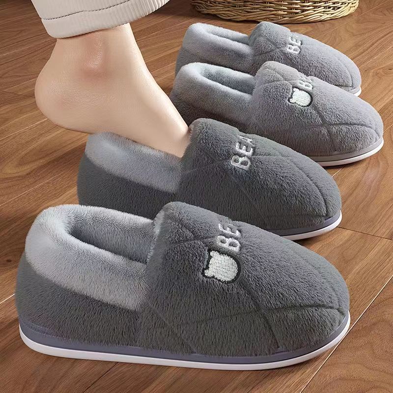 棉拖鞋男款冬季包跟新款室内家居毛拖防滑保暖加绒大码棉鞋男外穿