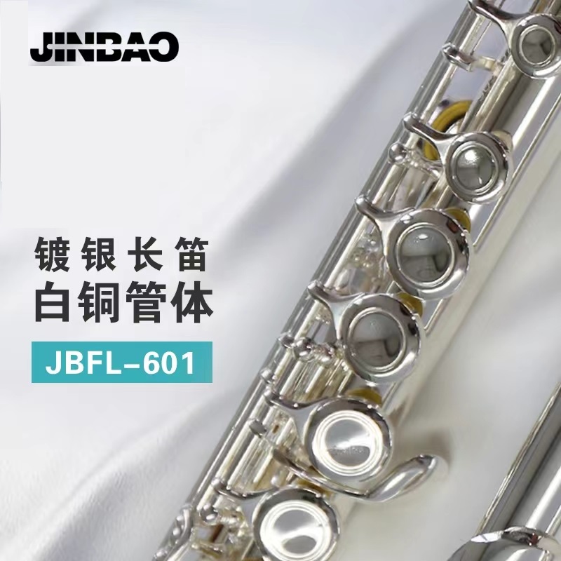津宝JBFL-601专业长笛C调16孔白铜渡银雕花乐团专业演奏