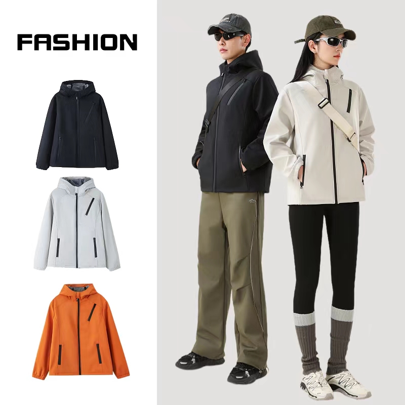 加绒保暖连帽户外秋冬男女同款暖壳衣一体暖绒登山休闲衣889