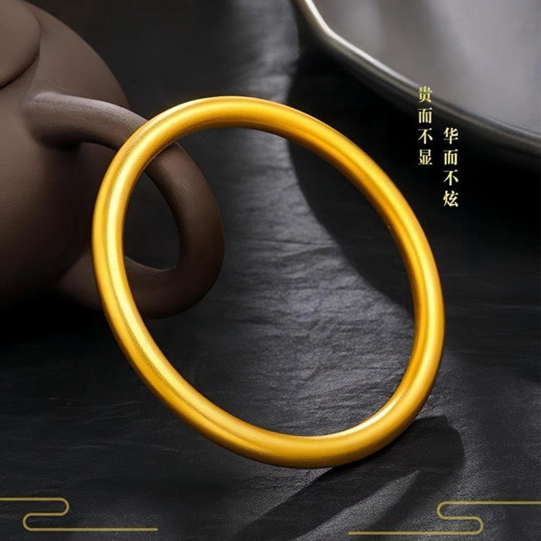 设计师款传承古法素圈手镯实心百搭闭口饰品经典镯子