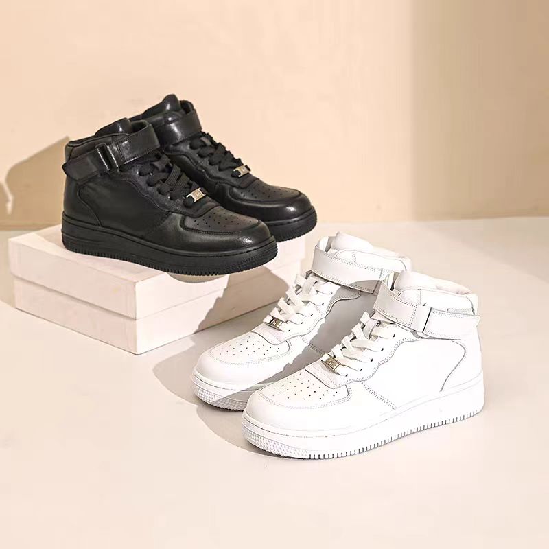 空军一号冬季真皮高帮绒里舒适透气软底软面休闲鞋潮流女士小白鞋