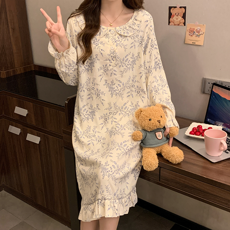 高级感睡裙女款春秋季长袖云朵棉宽松少女睡衣2025新款秋冬家居服
