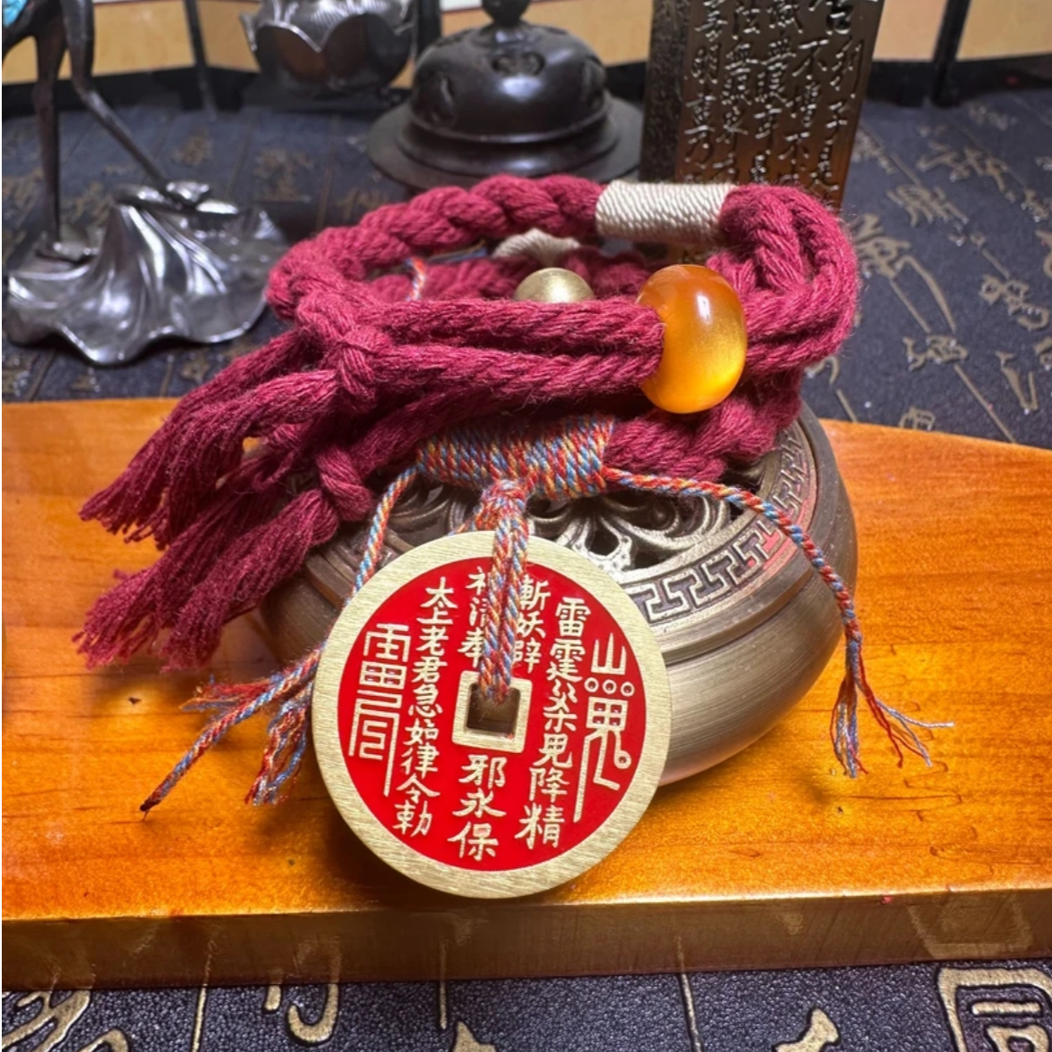 正宗纯手工【山鬼花钱】精美高档黄铜中式吊坠/手链/摆件编织家用