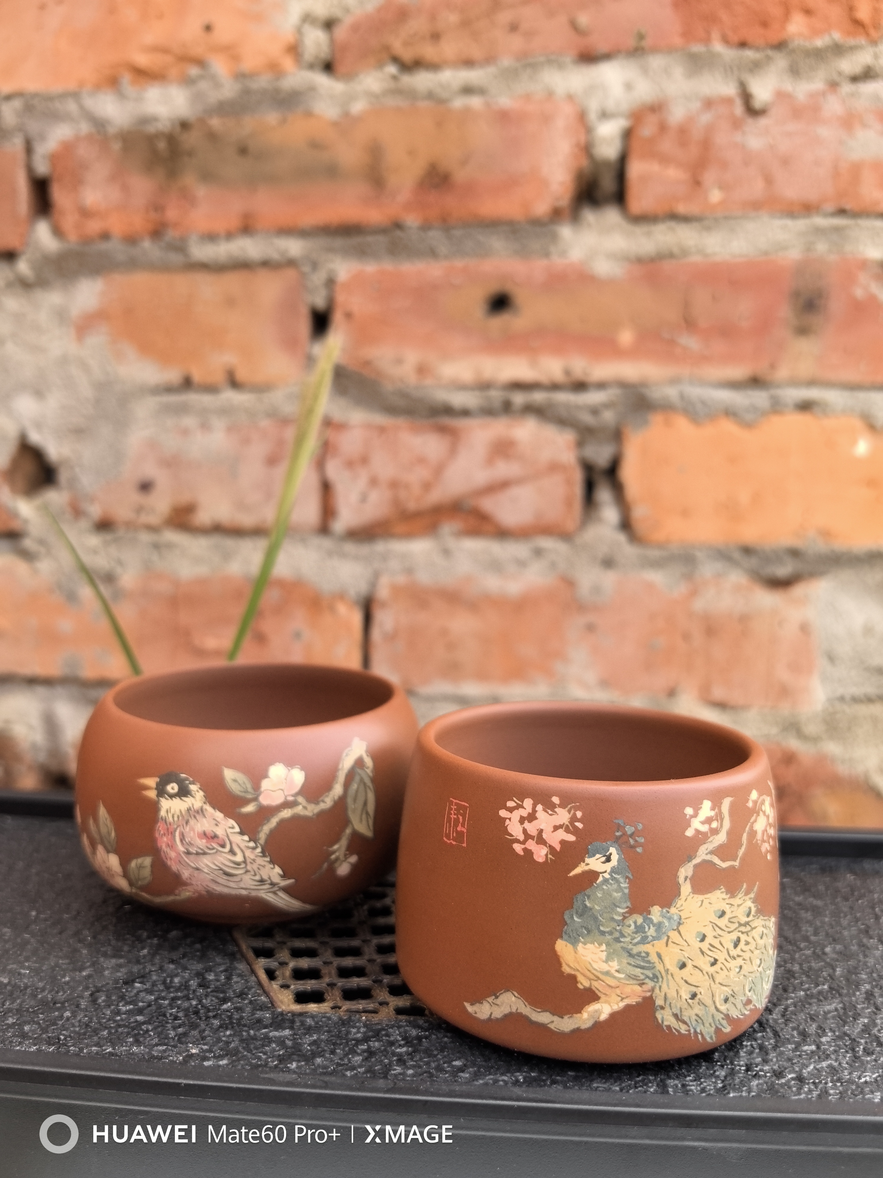 纯手工建水紫陶3道彩填主人杯