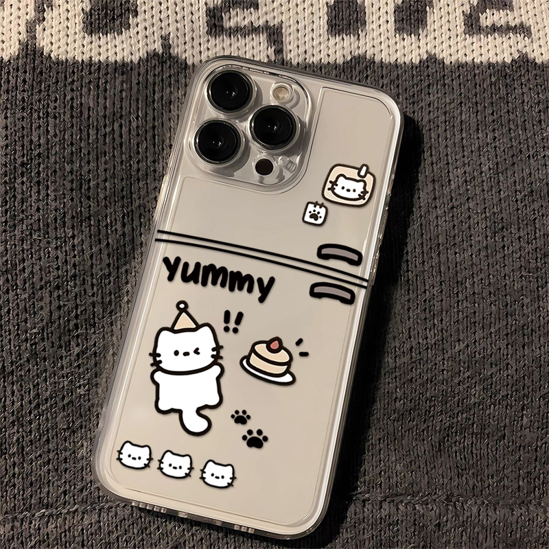 冰箱猫咪iPhone15/14Promax透明手机壳X华为/小米/oppo/荣耀/vivo