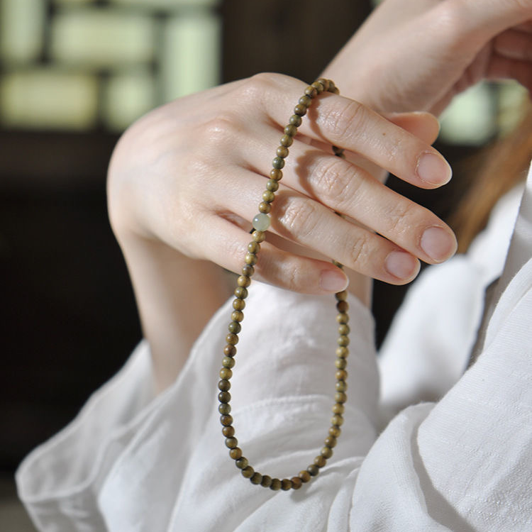 天然檀香木老绿檀单圈手串多圈手持木串送礼古风简约木质文艺手串
