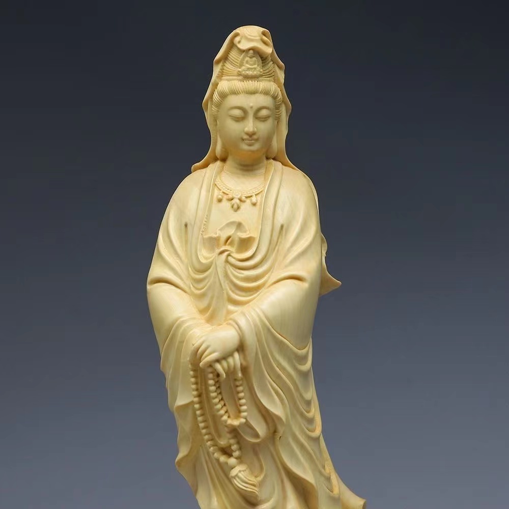 雕刻匠心定制南海念珠观音菩萨家用送礼办公装饰手工观音摆件自然