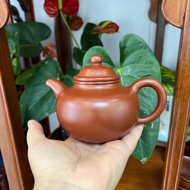 【王小花全手工制】小煤窑朱泥大红袍掇球壶
